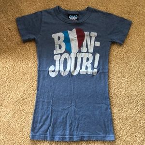Junk Food blue bonjour t shirt XS
